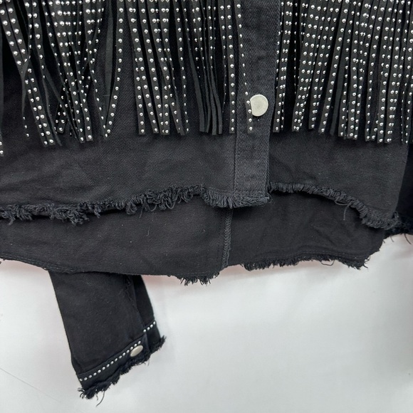 JW SIGNAUTRE L. ANGELES Black fringe STUD cowboy concert core woman jacket L - Picture 7 of 15